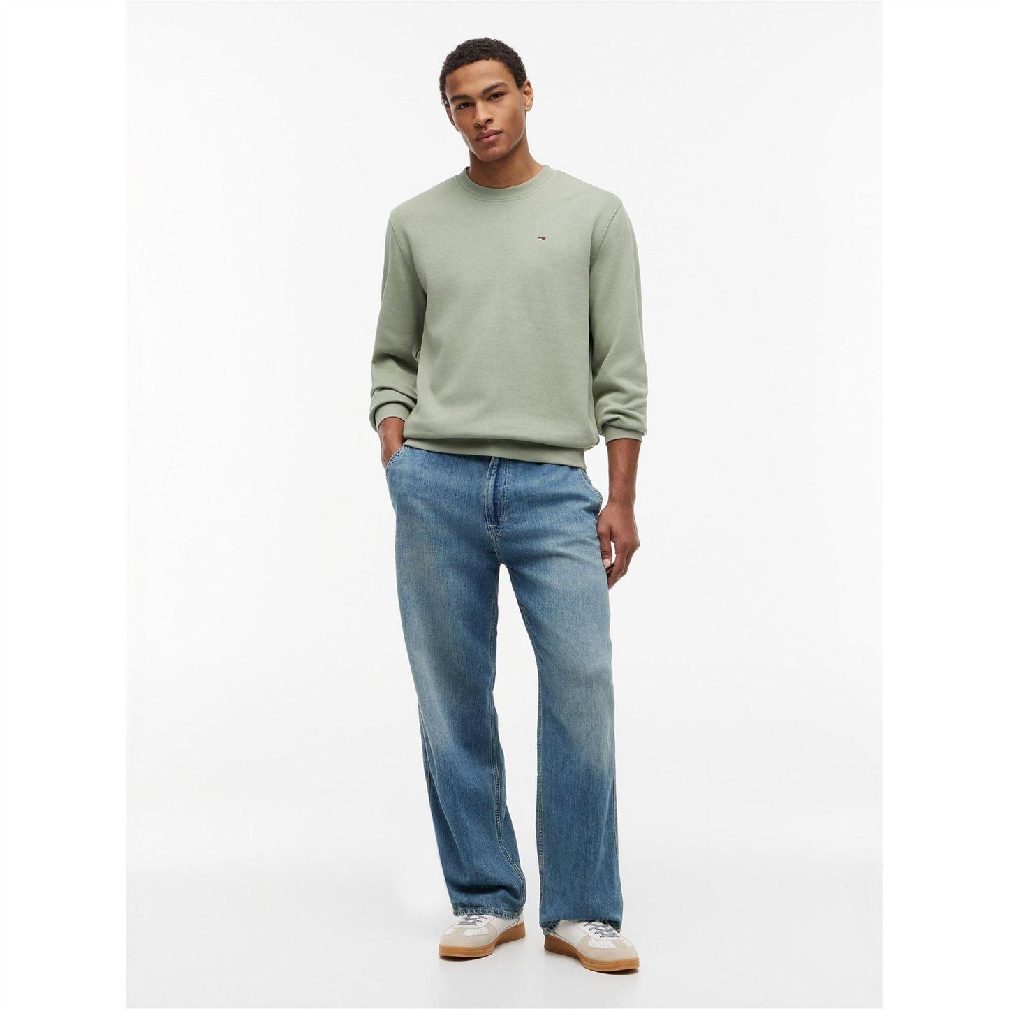 Olive Green - Side - Tommy Jeans Mens Fleece Lined Sweatshirt
