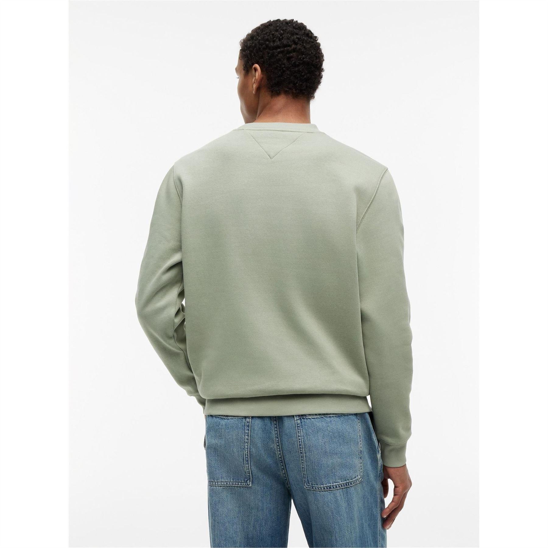 Olive Green - Pack Shot - Tommy Jeans Mens Fleece Lined Sweatshirt