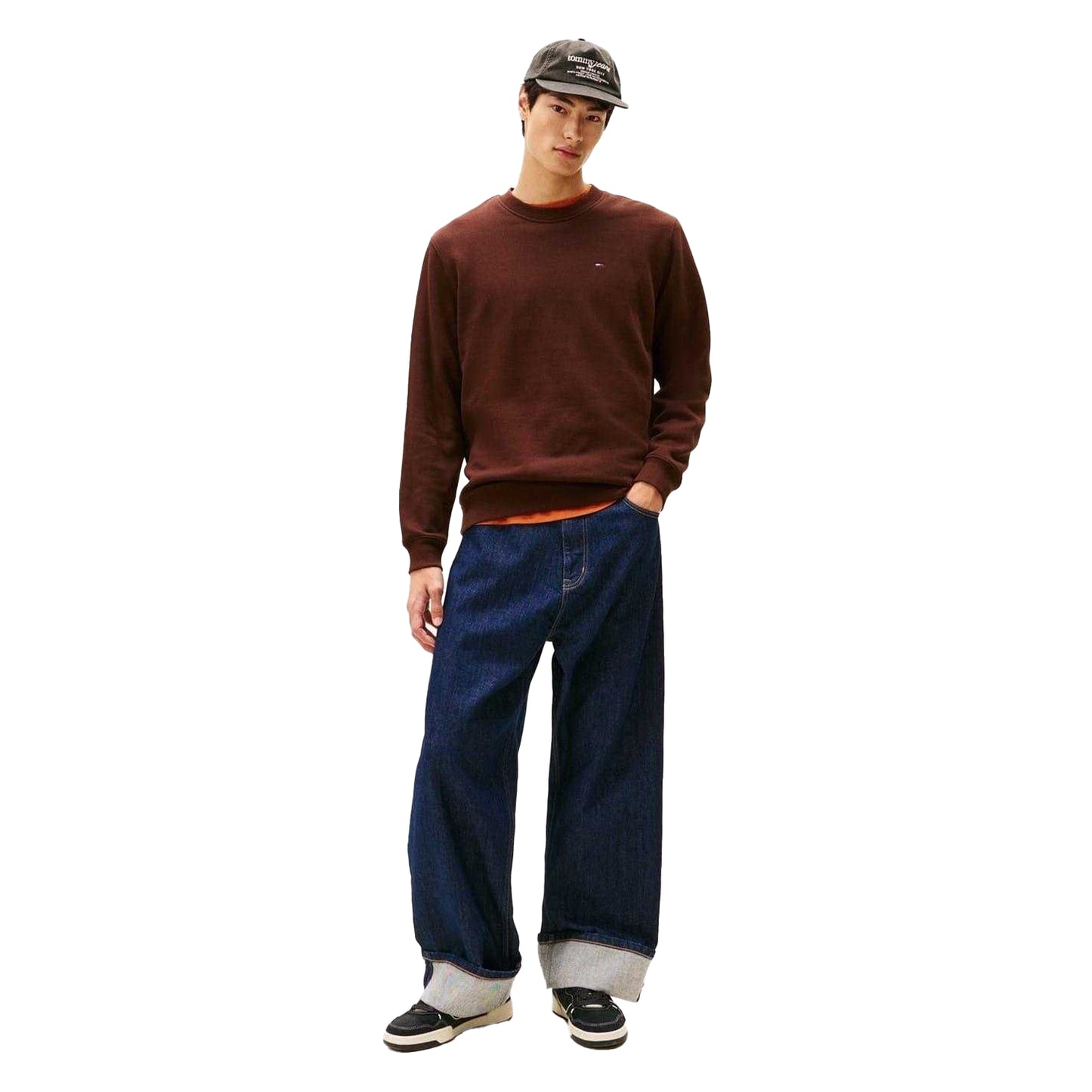 Brown - Pack Shot - Tommy Jeans Mens Fleece Lined Sweatshirt