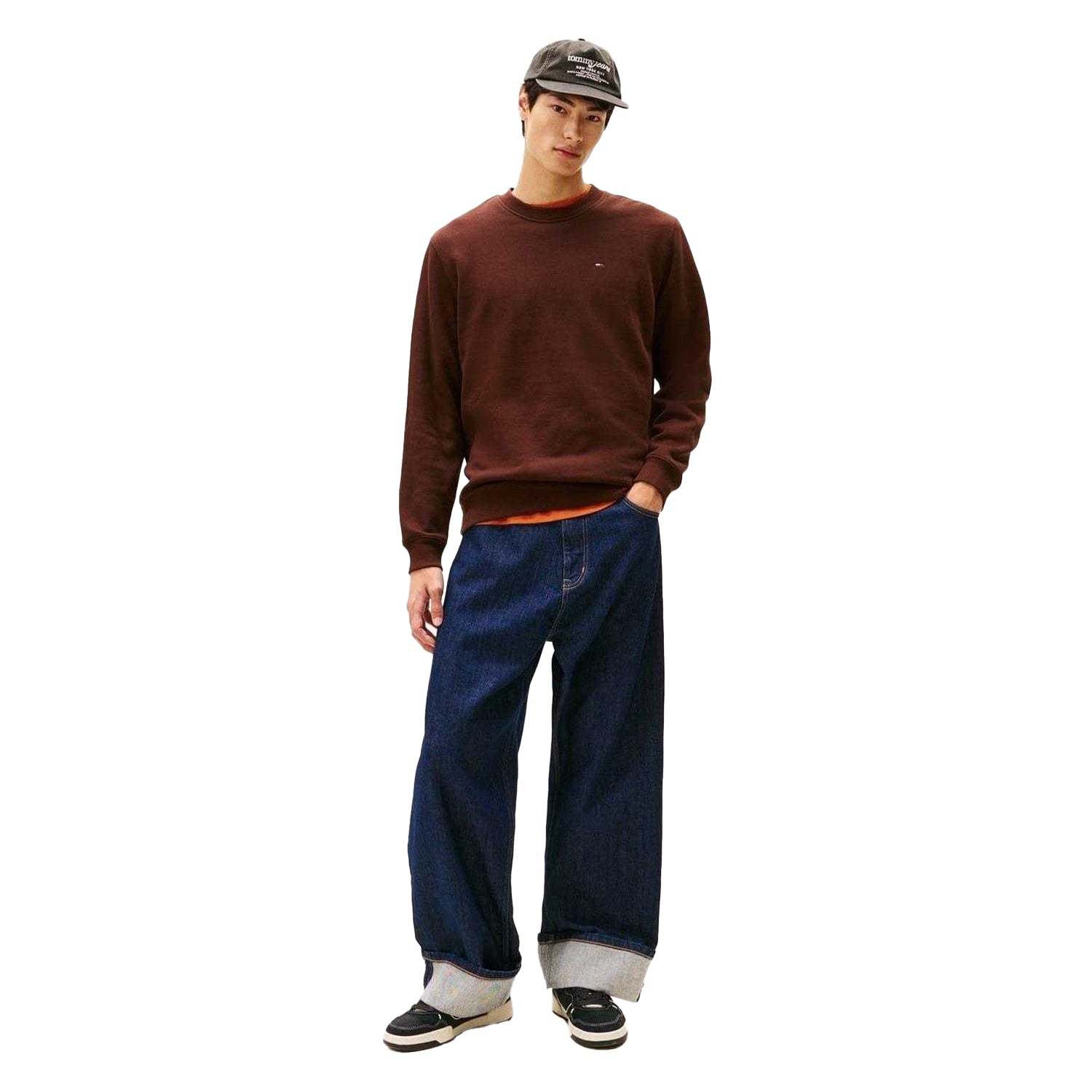 Brown - Pack Shot - Tommy Jeans Mens Fleece Lined Sweatshirt