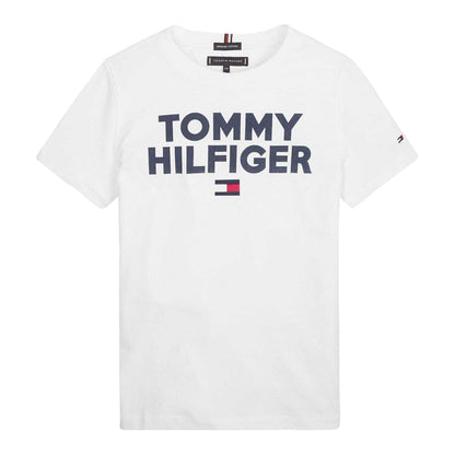 Bright White - Front - Tommy Hilfiger Boys Corp Logo T-Shirt