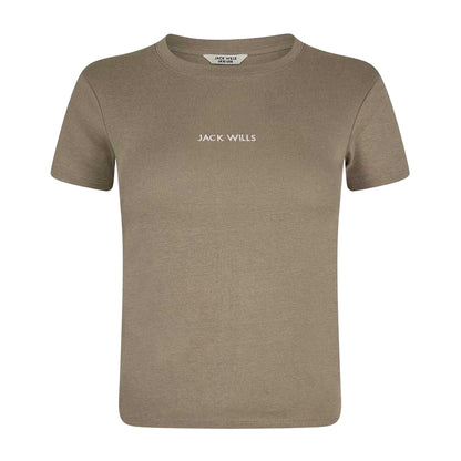 Taupe - Front - Jack Wills Womens-Ladies Cotton T-Shirt