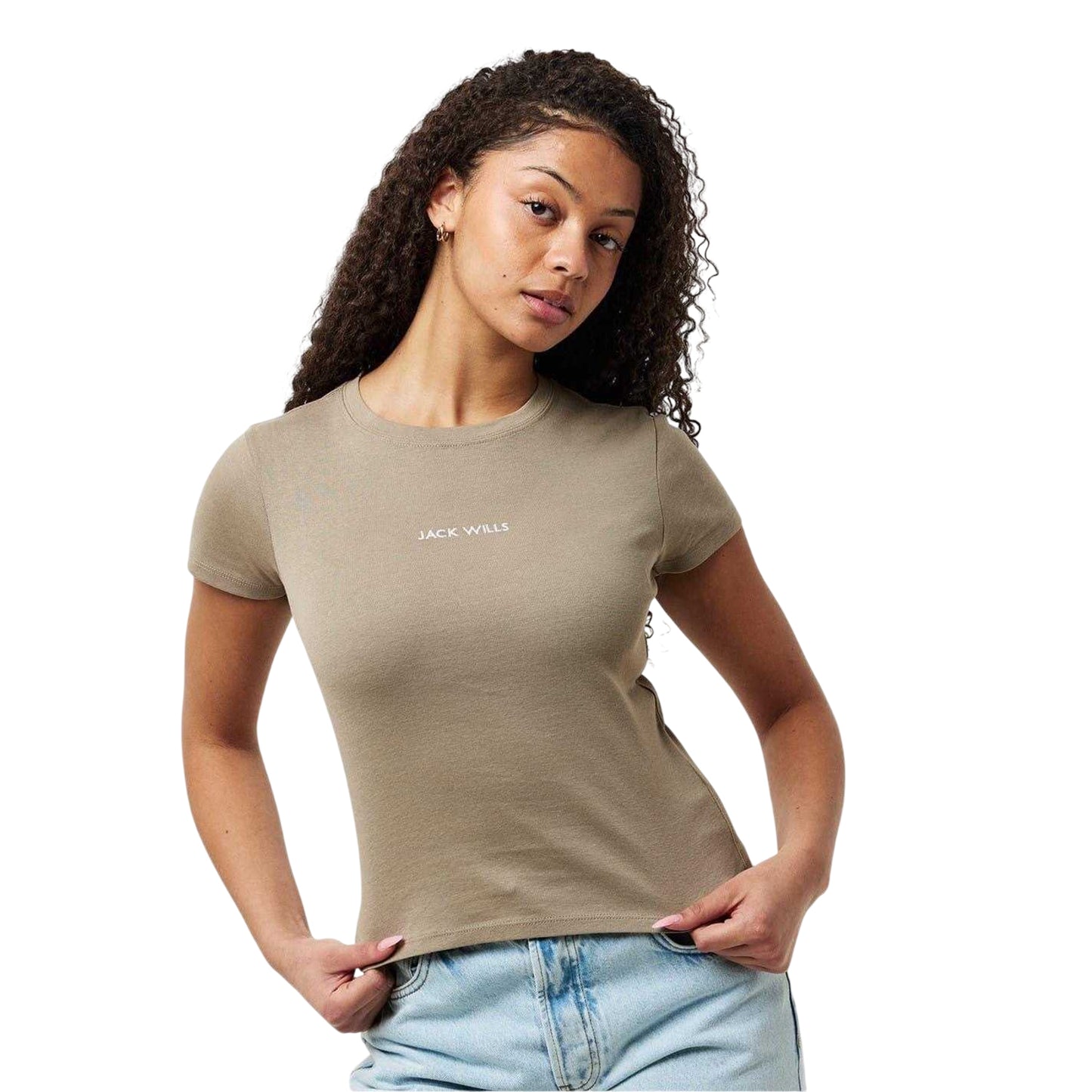 Taupe - Side - Jack Wills Womens-Ladies Cotton T-Shirt