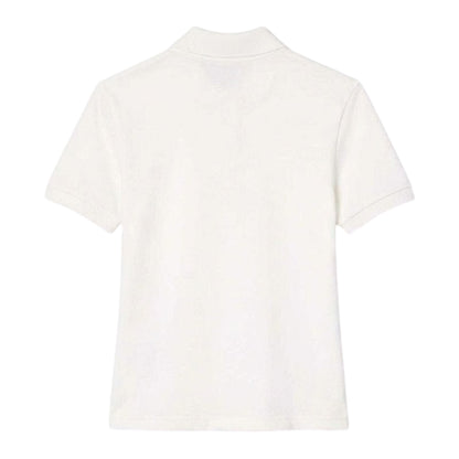 Cream - Back - Lacoste Womens-Ladies Terry Slim Short-Sleeved Polo Shirt