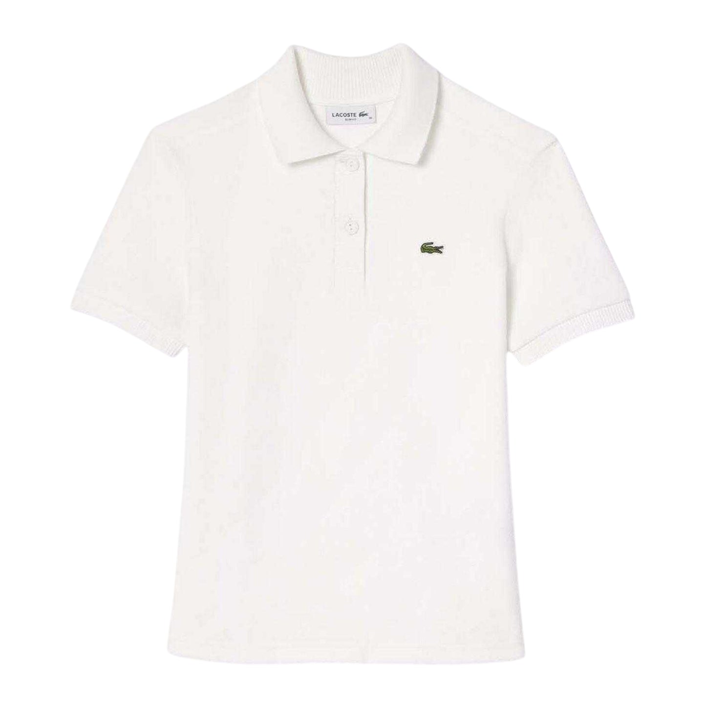 Cream - Front - Lacoste Womens-Ladies Terry Slim Short-Sleeved Polo Shirt