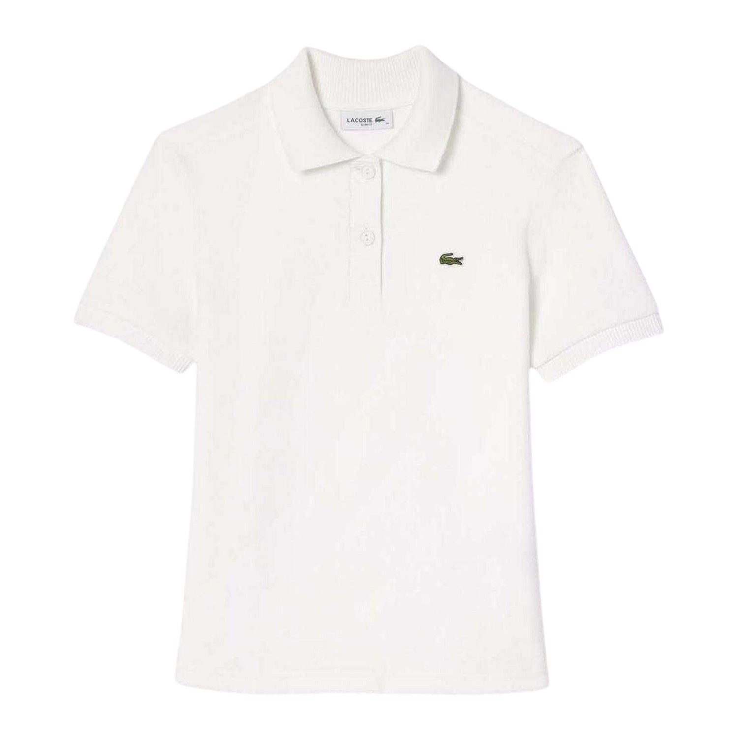 Cream - Front - Lacoste Womens-Ladies Terry Slim Short-Sleeved Polo Shirt