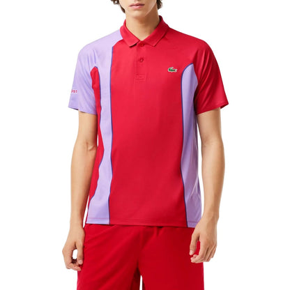 Red - Close up - Lacoste Mens Novak Djokovic Sport Polo Shirt