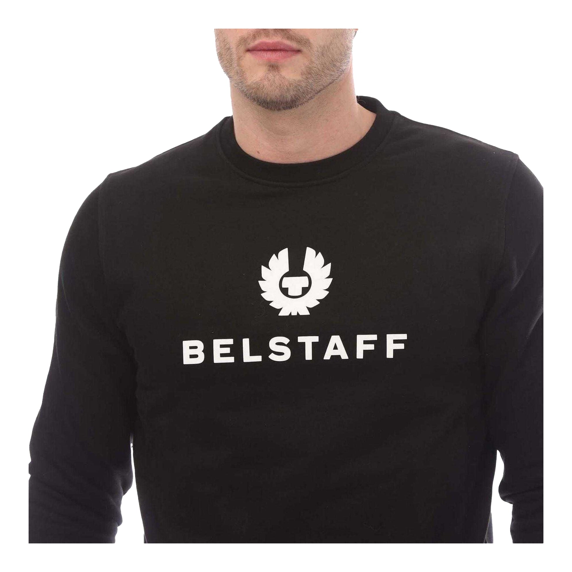 Black-White - Side - Belstaff Mens Signature Relaxed Fit Sweatshirt