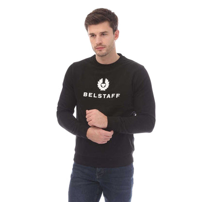 Black-White - Front - Belstaff Mens Signature Relaxed Fit Sweatshirt