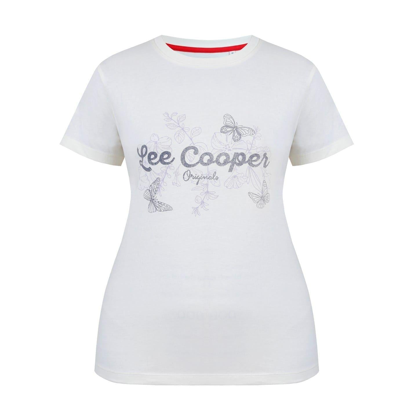 Cream - Front - Lee Cooper Womens-Ladies Classic Flowers T-Shirt