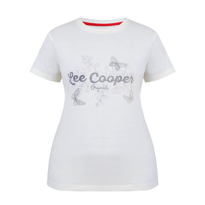 Cream - Front - Lee Cooper Womens-Ladies Classic Flowers T-Shirt