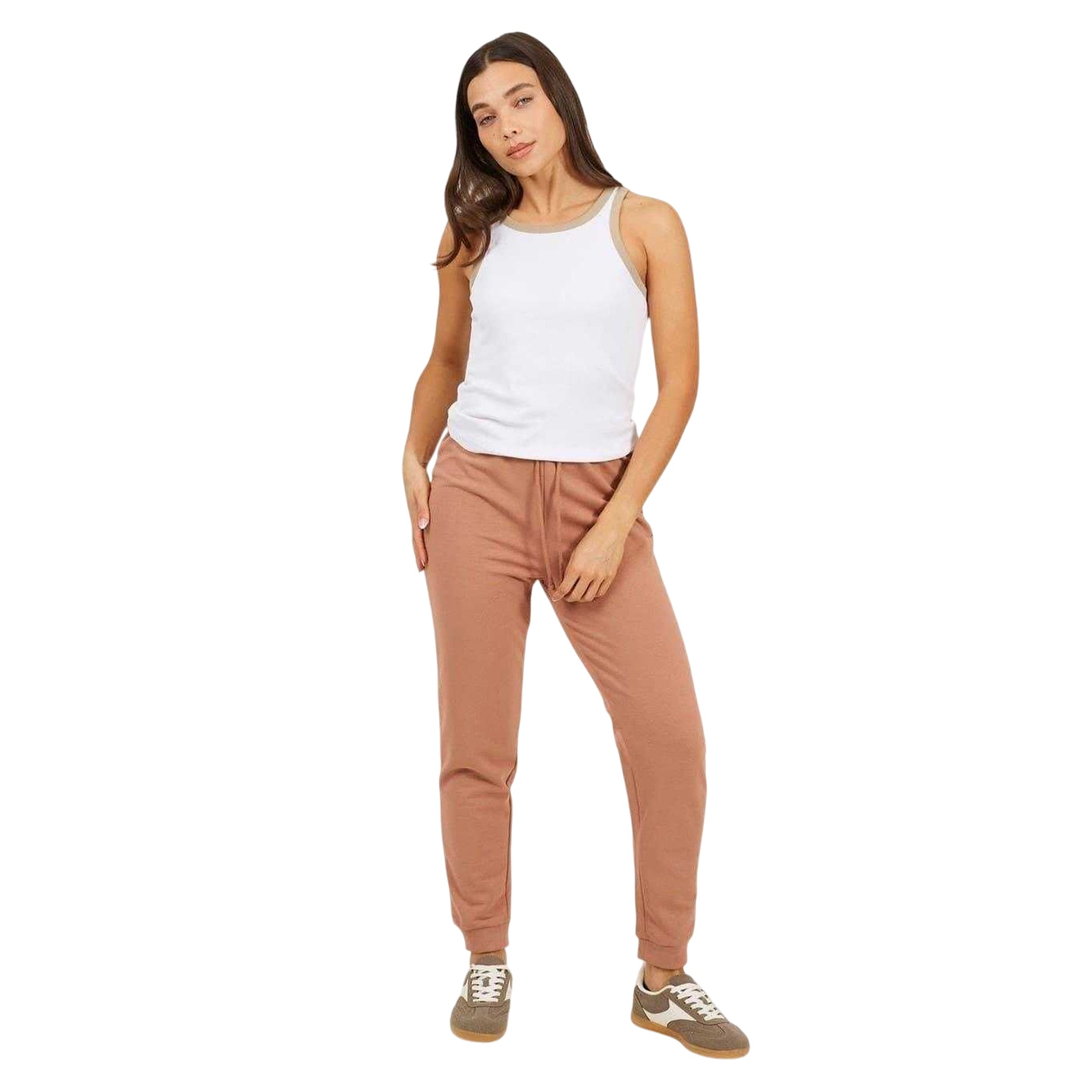 Taupe - Side - Brave Soul Womens-Ladies Skinny Jogging Bottoms