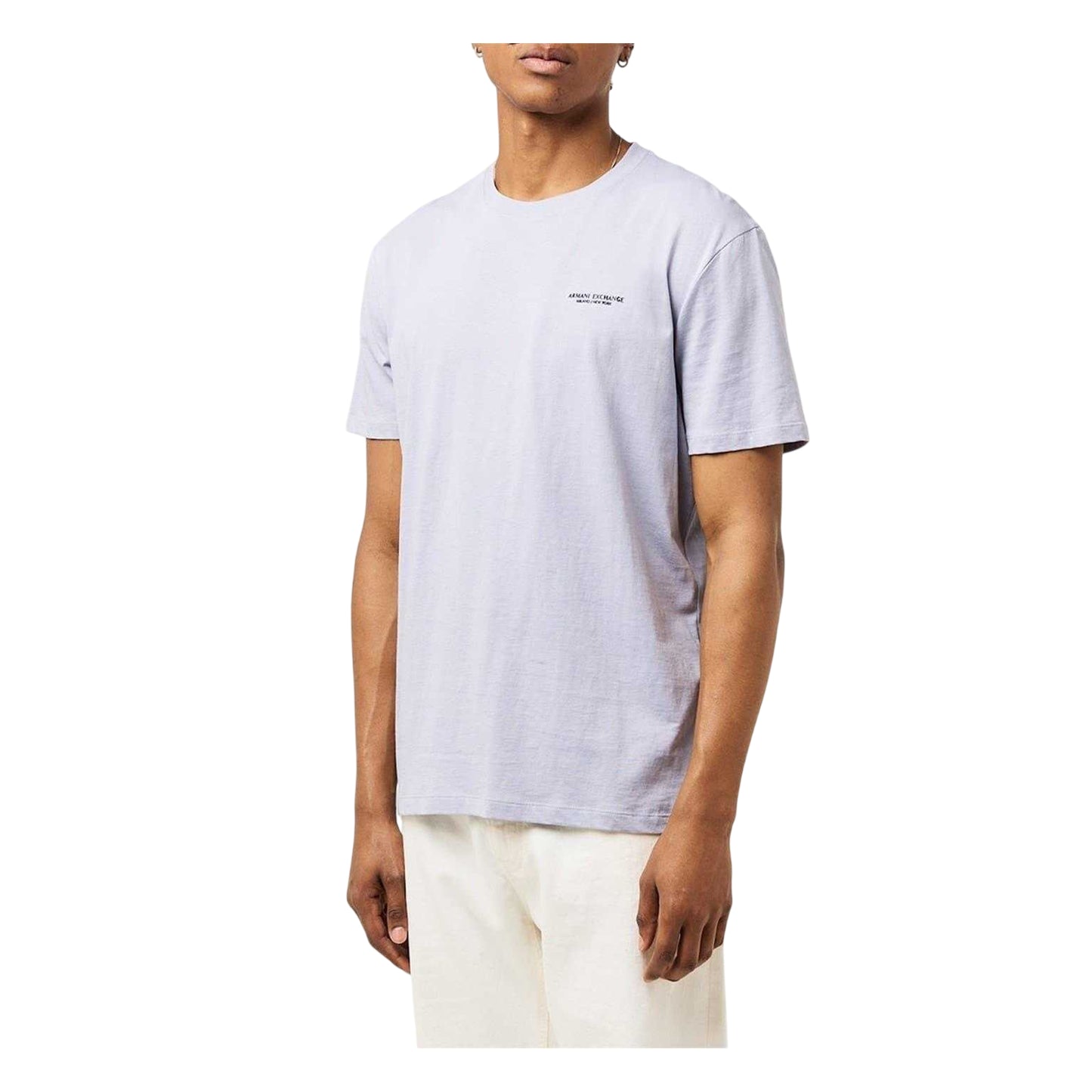 Lilac - Side - Armani Exchange Mens Logo Cotton T-Shirt