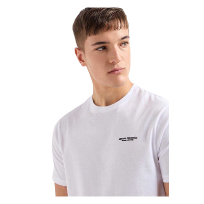 White - Side - Armani Exchange Mens Logo Cotton T-Shirt
