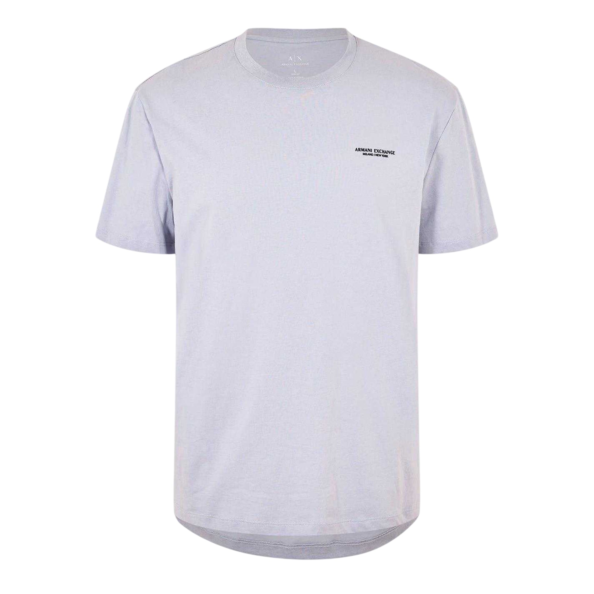 Lilac - Front - Armani Exchange Mens Logo Cotton T-Shirt