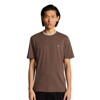Purple - Side - Lyle & Scott Mens Superfine Contrast Tipped Cotton Regular T-Shirt