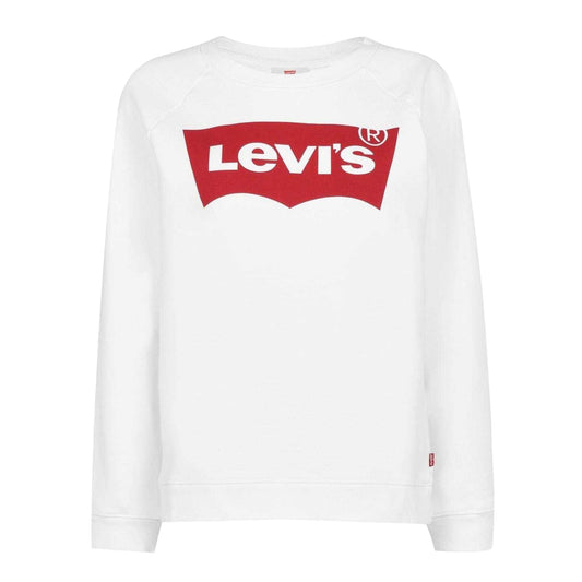 White - Front - Levis Womens-Ladies Batwing Logo Crew Neck Sweatshirt