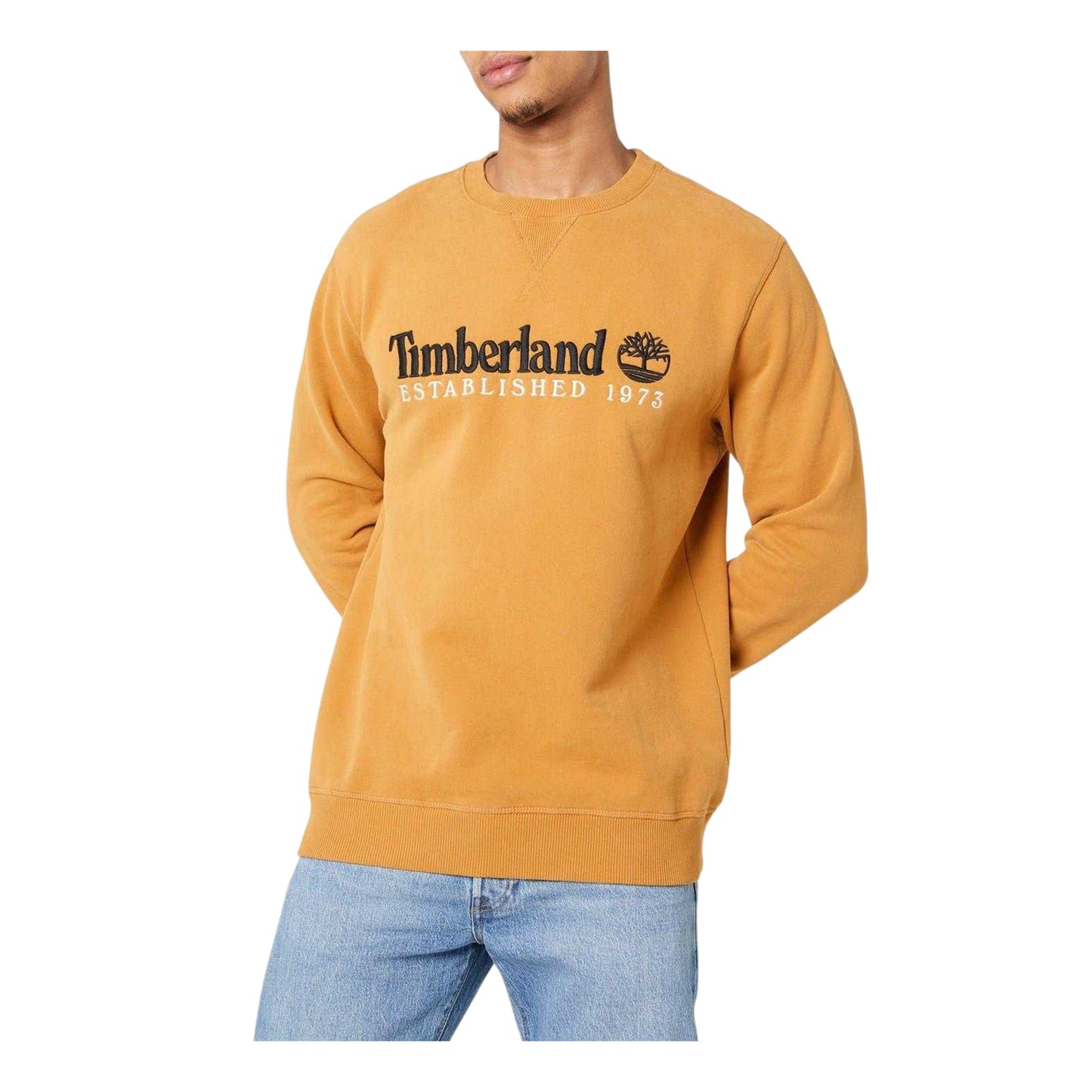 Wheat - Side - Timberland Mens Heritage Cotton Blend Crew Neck Regular Sweatshirt
