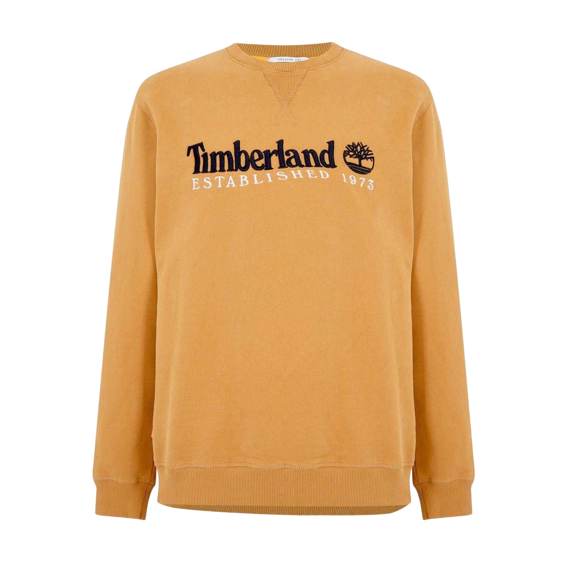 Wheat - Front - Timberland Mens Heritage Cotton Blend Crew Neck Regular Sweatshirt