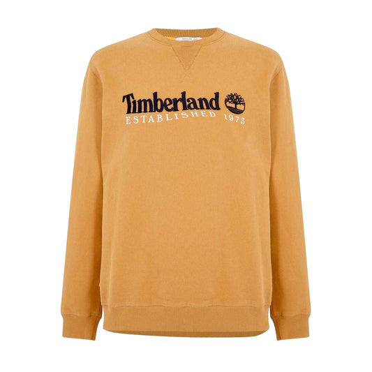 Wheat - Front - Timberland Mens Heritage Cotton Blend Crew Neck Regular Sweatshirt