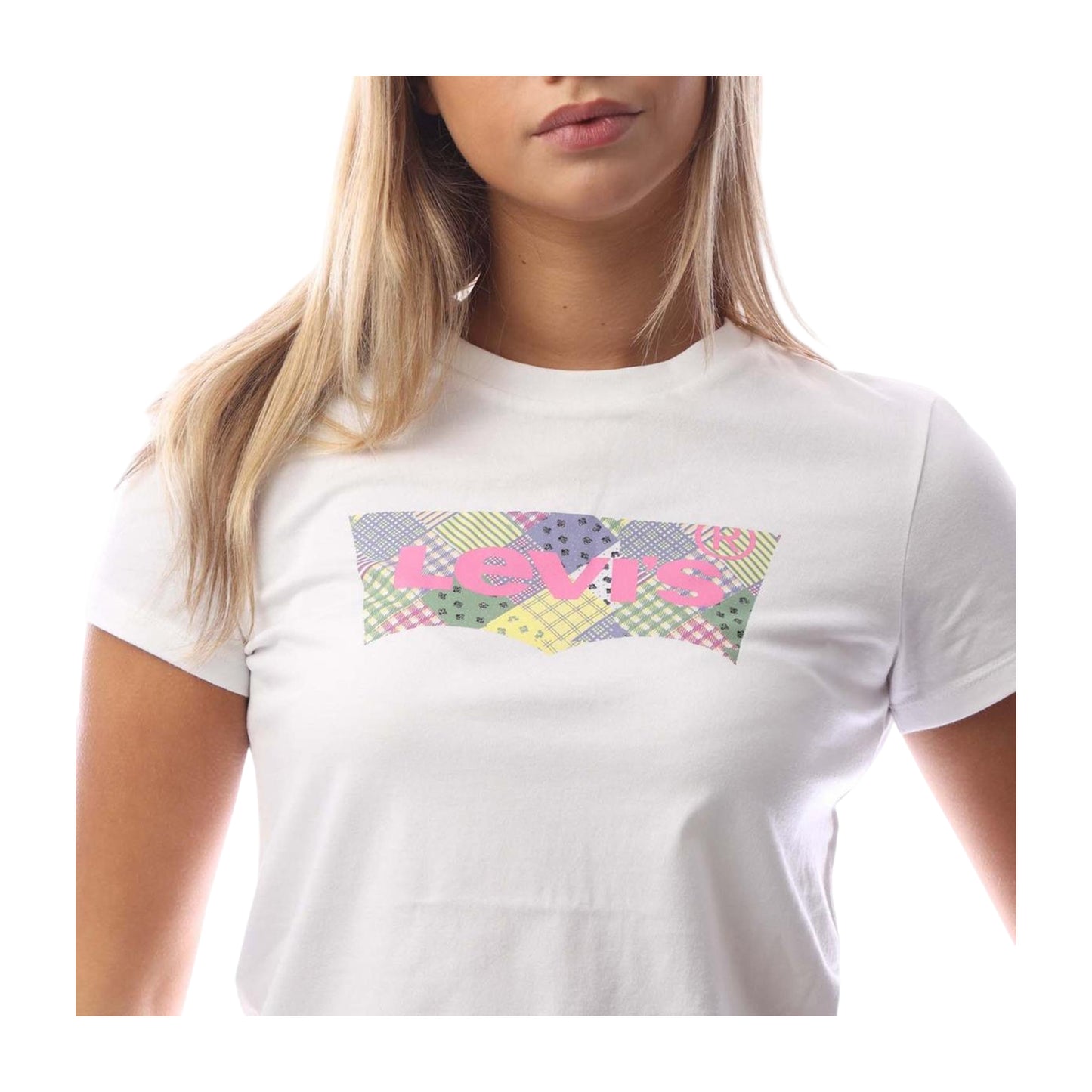 Bright White - Side - Levis Womens-Ladies Patchwork T-Shirt