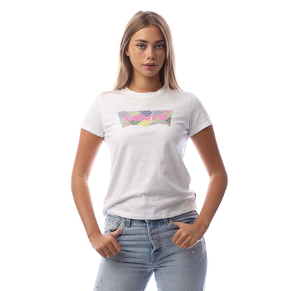 Bright White - Front - Levis Womens-Ladies Patchwork T-Shirt
