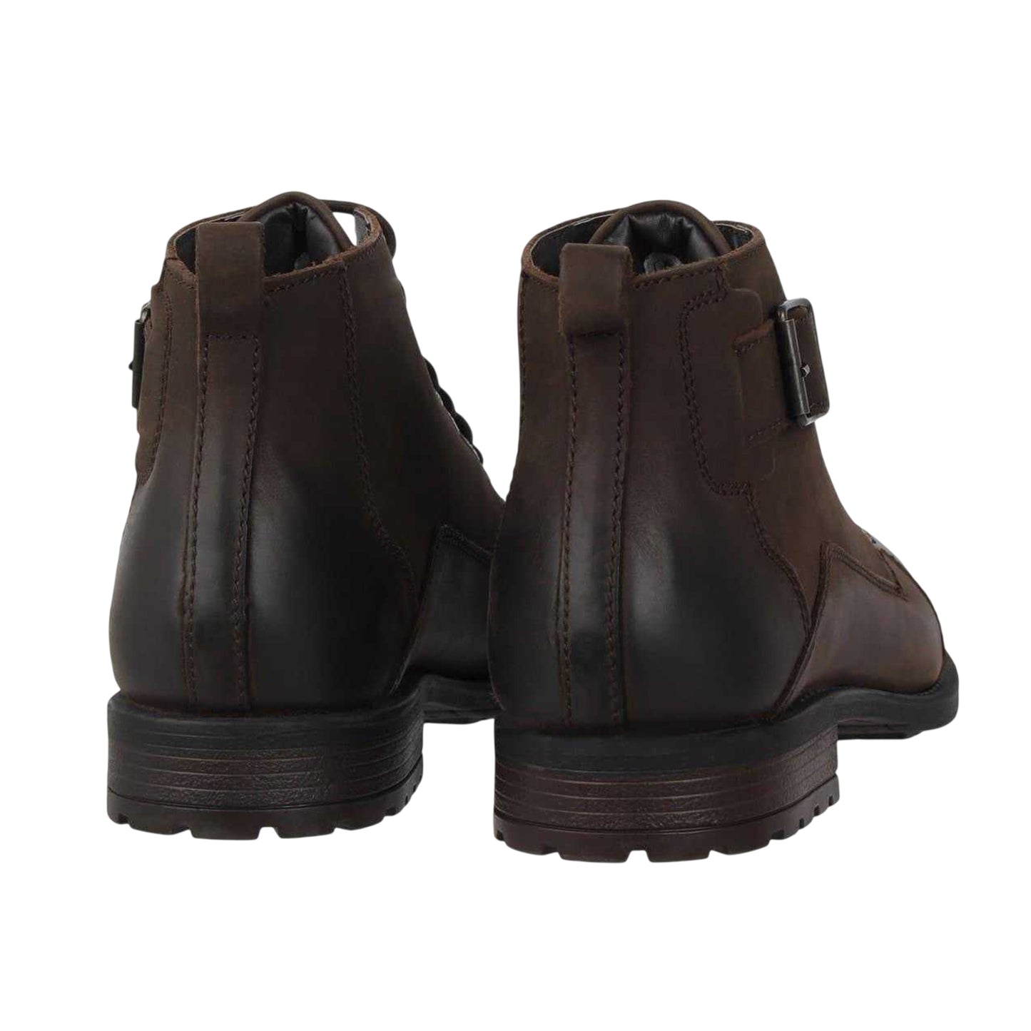 Brown - Back - Firetrap Mens Webb Buckle Detail Boots
