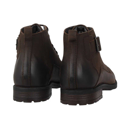 Brown - Back - Firetrap Mens Webb Buckle Detail Boots