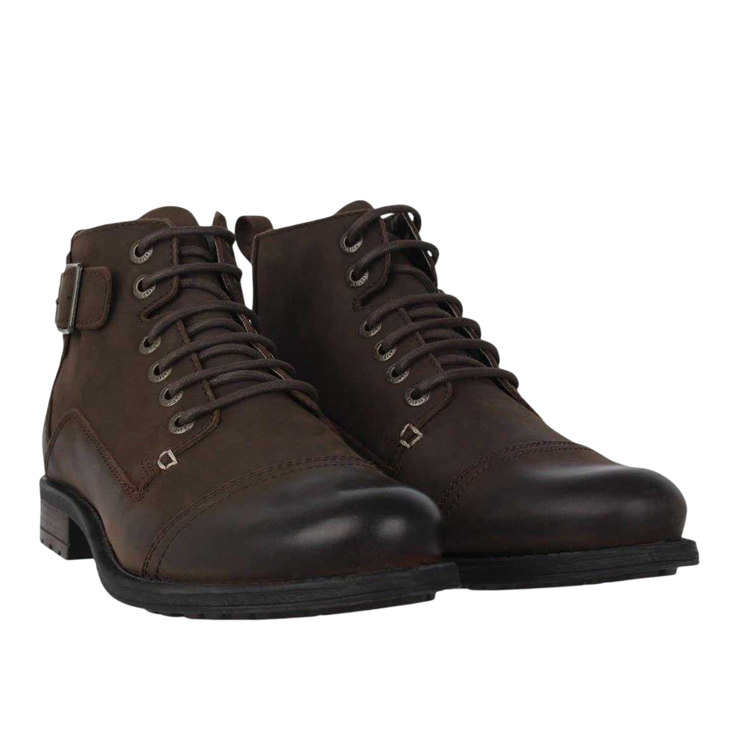 Brown - Pack Shot - Firetrap Mens Webb Buckle Detail Boots