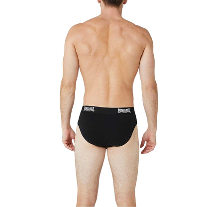Black - Back - Lonsdale Mens Contrast Waistband Briefs (Pack of 2)