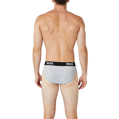 Grey - Back - Lonsdale Mens Contrast Waistband Briefs (Pack of 2)