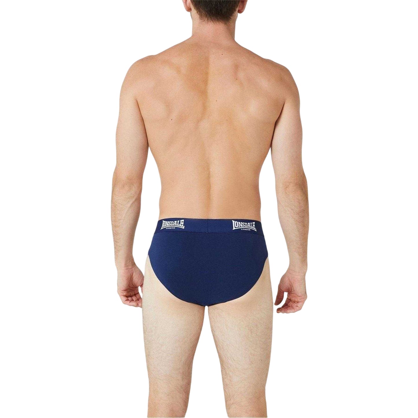 Navy - Back - Lonsdale Mens Contrast Waistband Briefs (Pack of 2)
