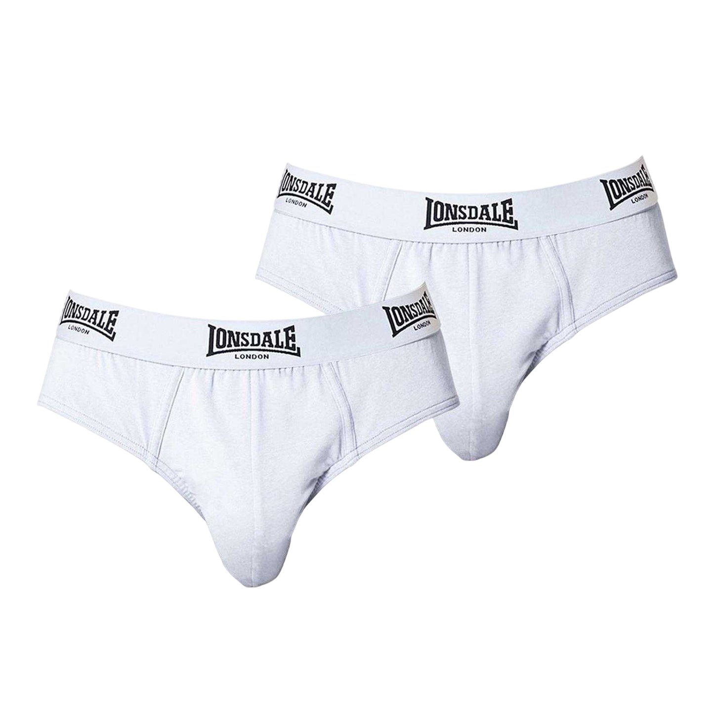 White - Front - Lonsdale Mens Contrast Waistband Briefs (Pack of 2)
