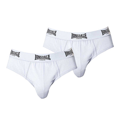 White - Front - Lonsdale Mens Contrast Waistband Briefs (Pack of 2)