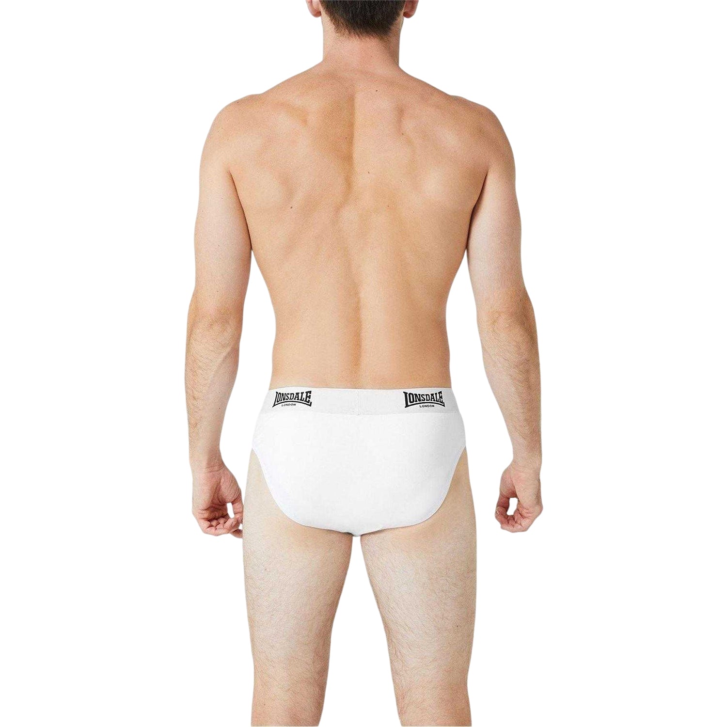White - Back - Lonsdale Mens Contrast Waistband Briefs (Pack of 2)