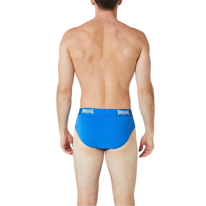 Blue - Back - Lonsdale Mens Contrast Waistband Briefs (Pack of 2)