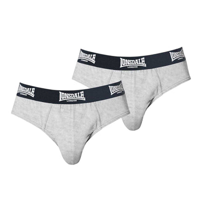 Grey - Front - Lonsdale Mens Contrast Waistband Briefs (Pack of 2)