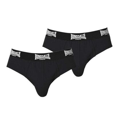 Black - Front - Lonsdale Mens Contrast Waistband Briefs (Pack of 2)