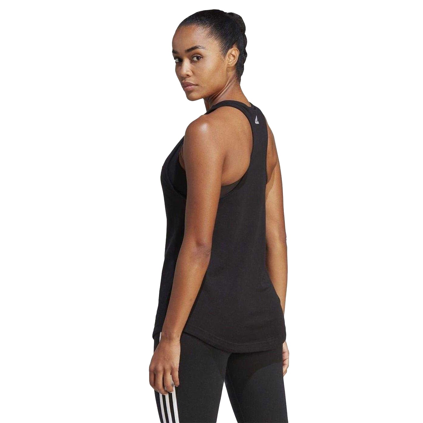 Black-White - Back - Adidas Womens-Ladies Essentials Loose Tank Top