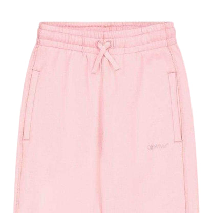 Pink - Back - Off White Childrens-Kids Plain Jogging Bottoms