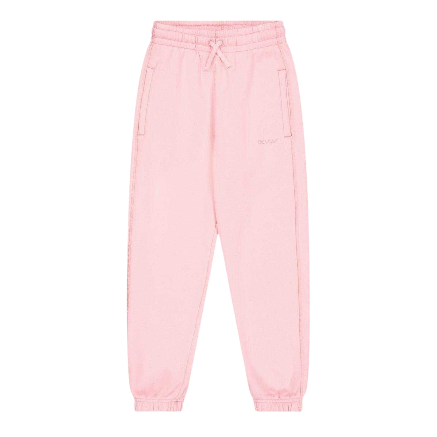 Pink - Front - Off White Childrens-Kids Plain Jogging Bottoms