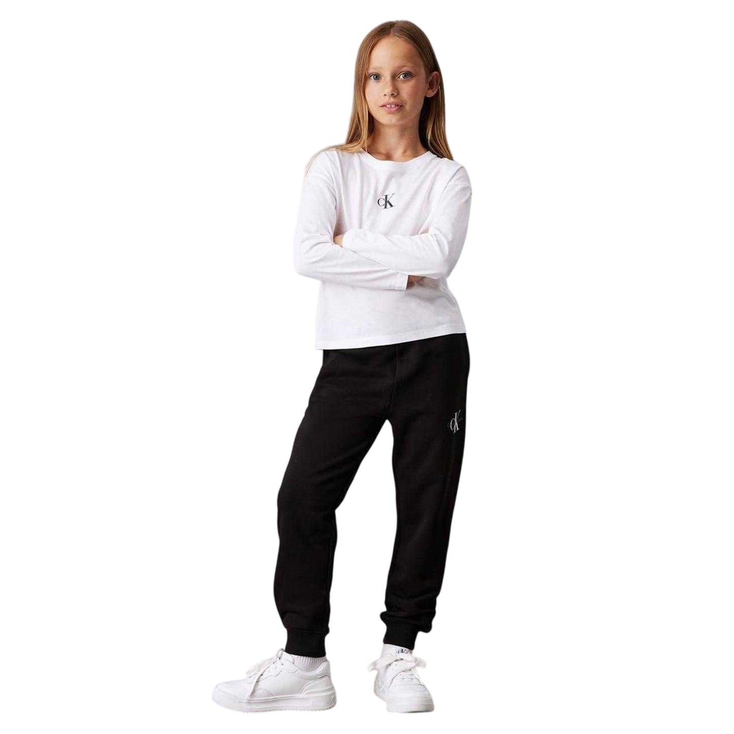 Black - Side - Calvin Klein Childrens-Kids Mono Regular Jogging Bottoms