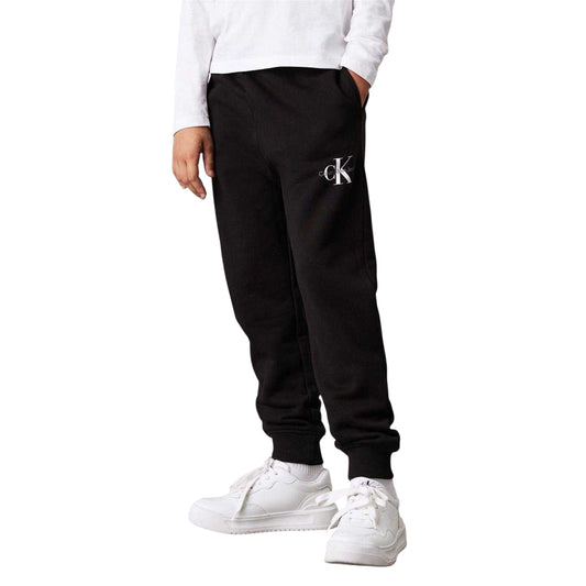 Black - Front - Calvin Klein Childrens-Kids Mono Regular Jogging Bottoms