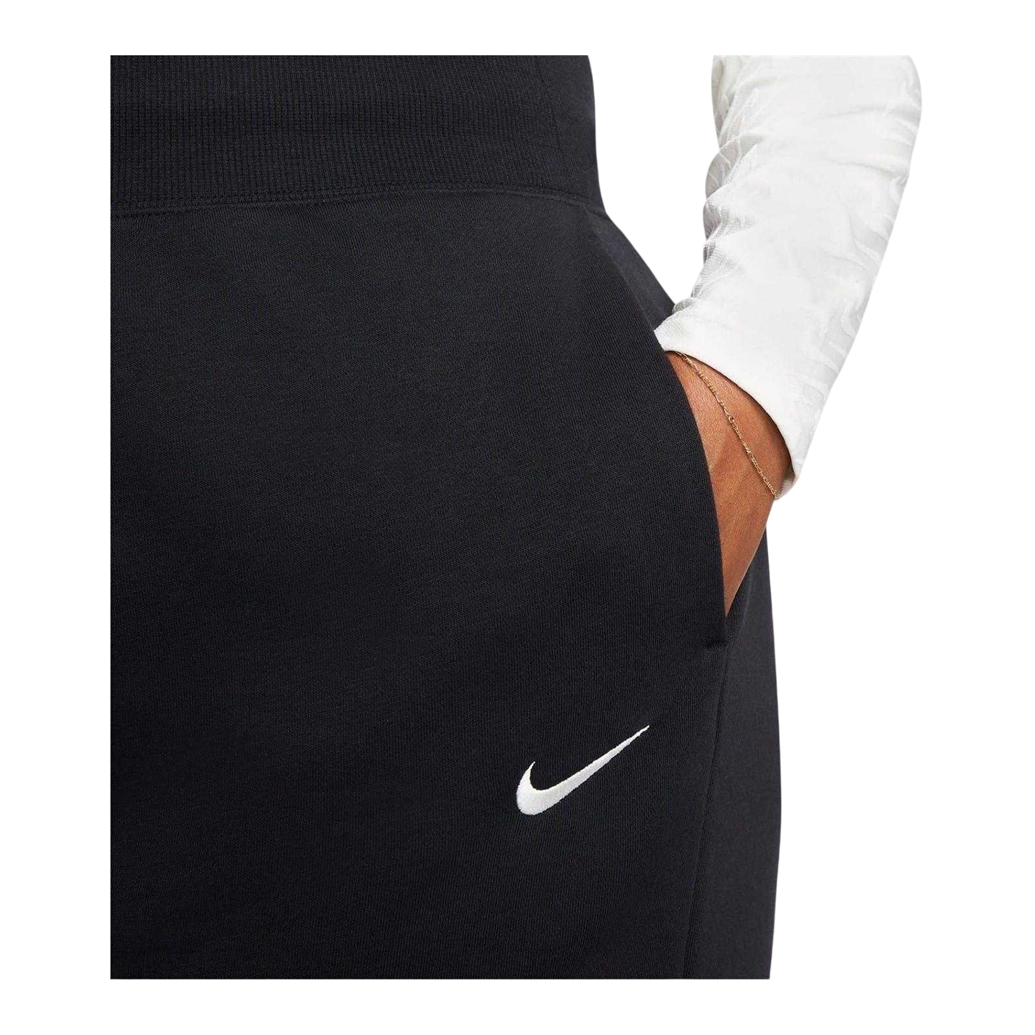 Black-Sail - Side - Nike Womens-Ladies Phoenix Fleece Jogging Bottoms