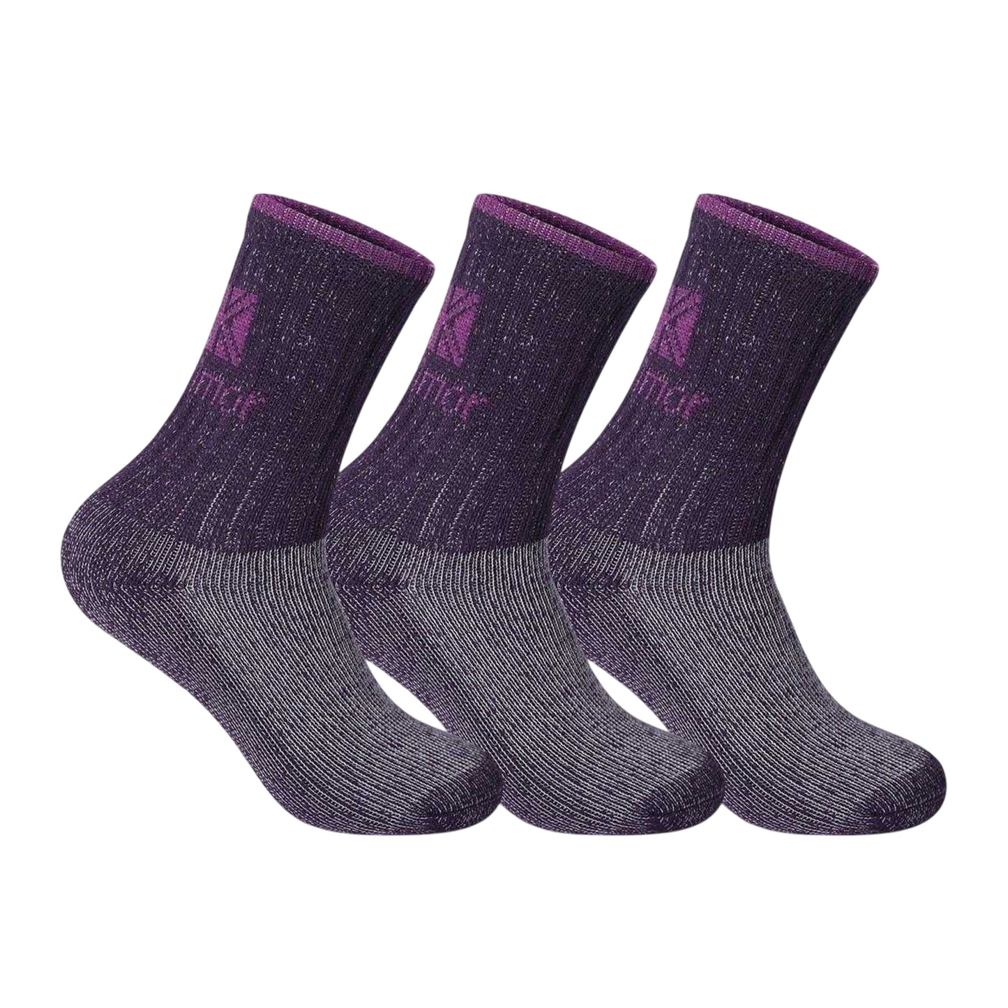 Purple - Front - Karrimor Womens-Ladies Heavyweight Boot Socks (Pack of 3)
