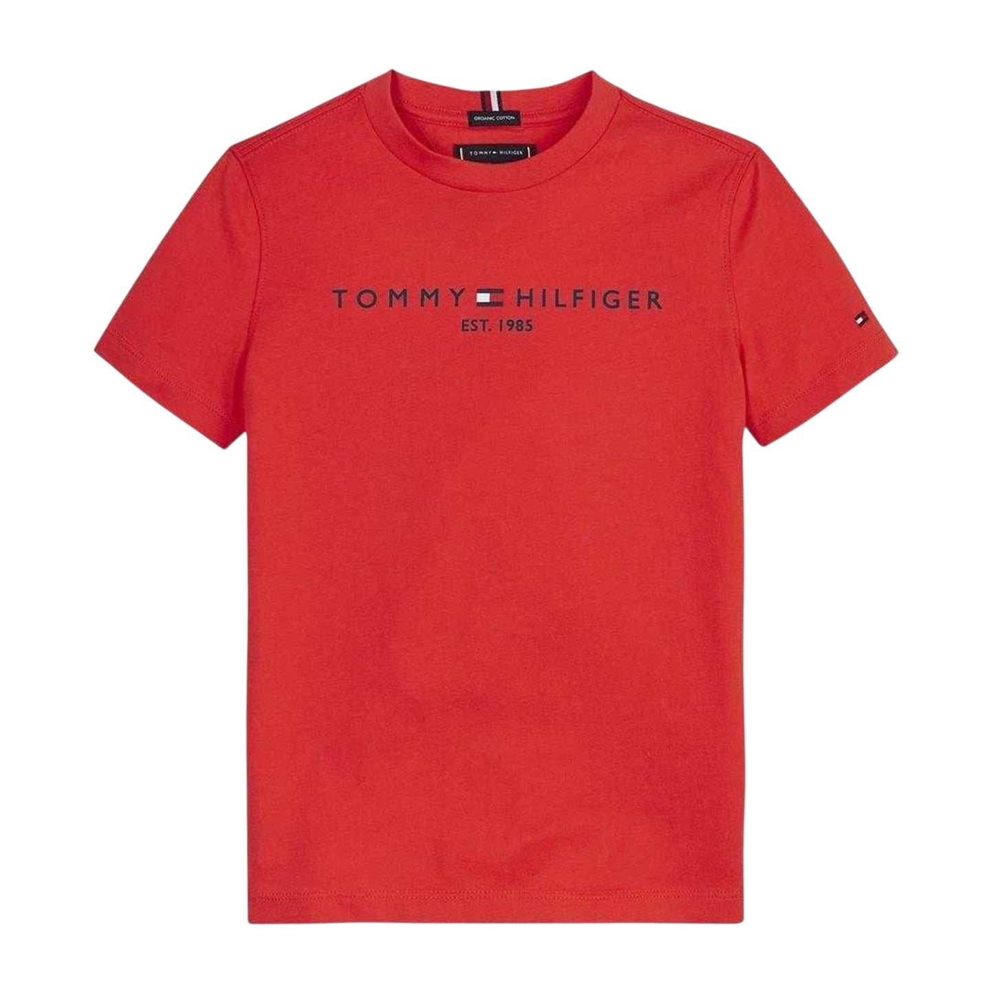 Crimson - Front - Tommy Hilfiger Childrens-Kids Logo Cotton T-Shirt