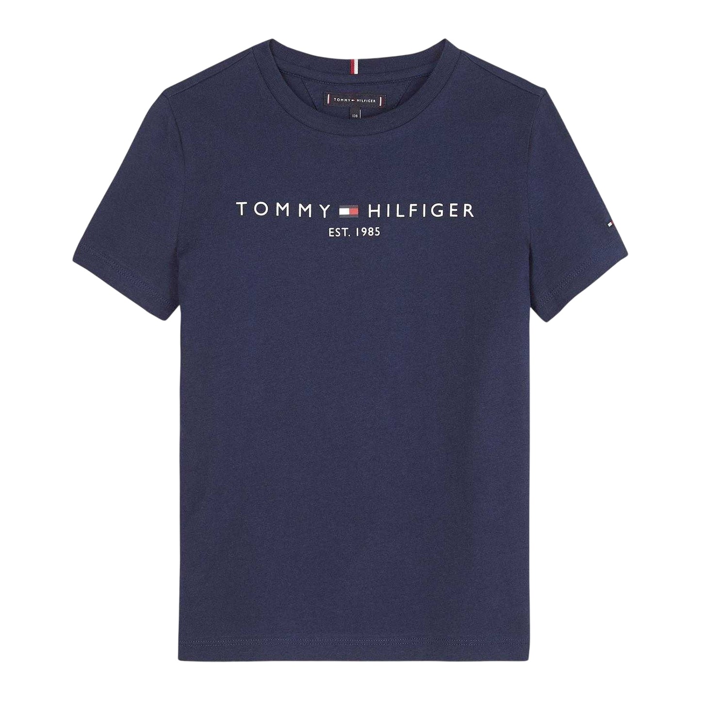 Navy - Front - Tommy Hilfiger Childrens-Kids Logo Cotton T-Shirt