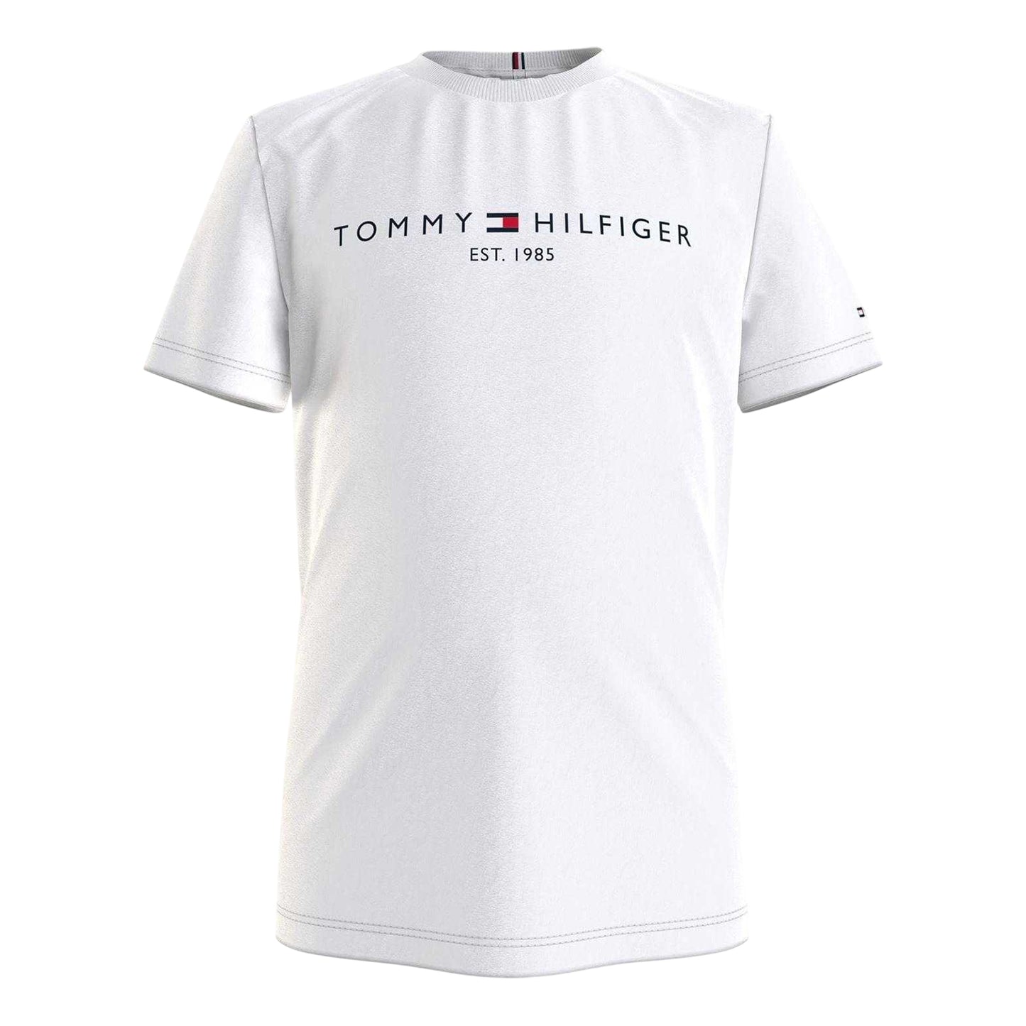White - Front - Tommy Hilfiger Childrens-Kids Logo Cotton T-Shirt