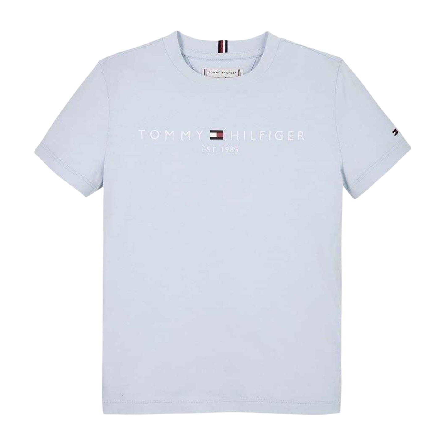 Breezy Blue - Front - Tommy Hilfiger Childrens-Kids Logo Cotton T-Shirt