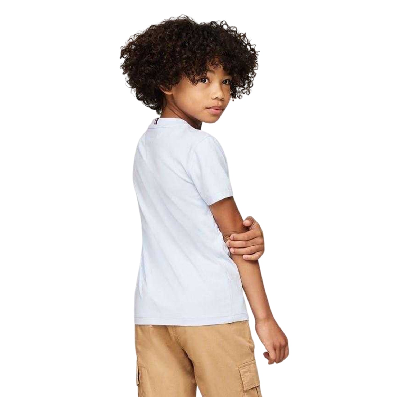Breezy Blue - Back - Tommy Hilfiger Childrens-Kids Logo Cotton T-Shirt
